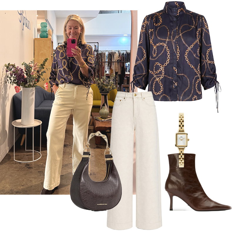 Shop Romi High Neck Blouse in Meridian