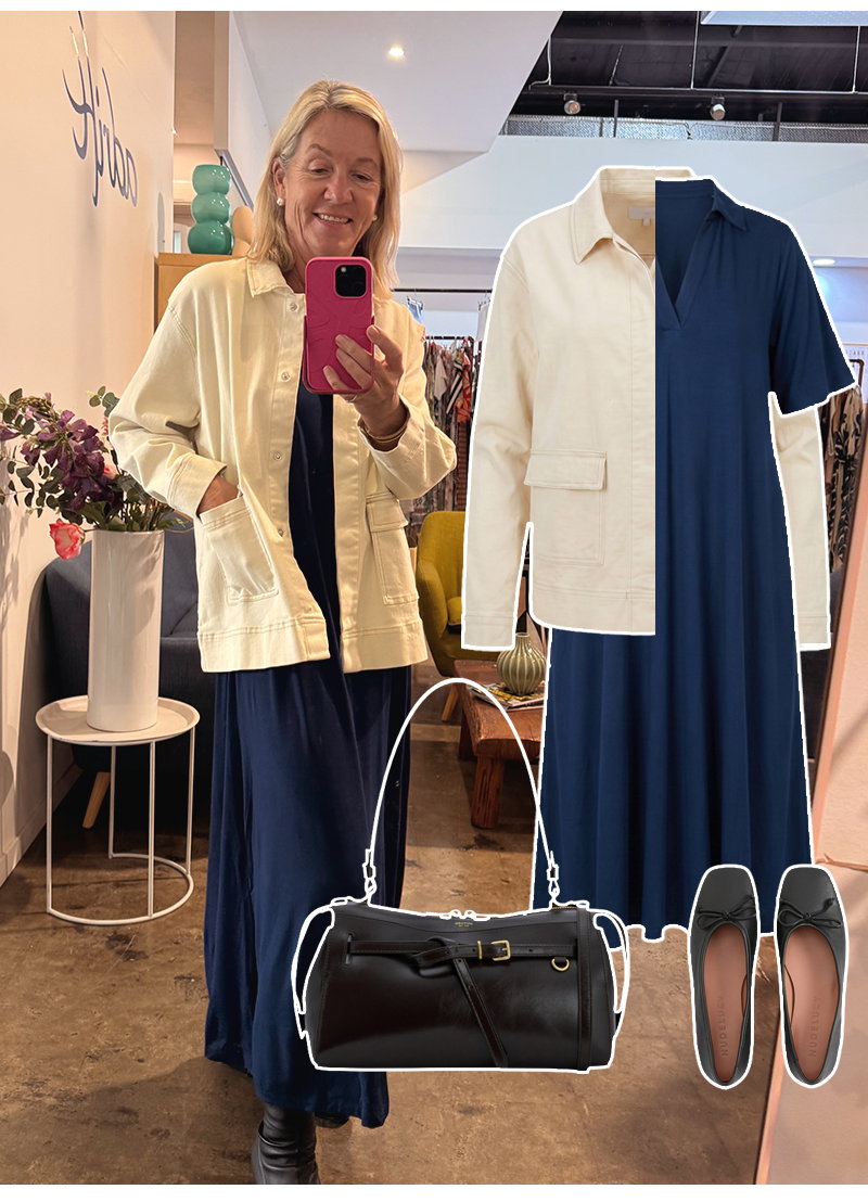 Shop Collared Swing Dress in Navy