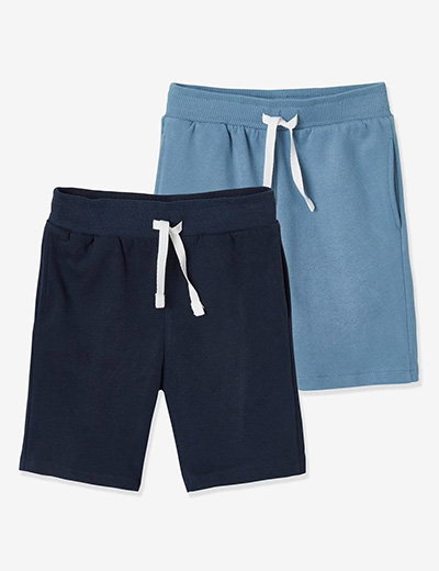 Pack of 2 Fleece Bermuda Shorts for Boys - dark blue