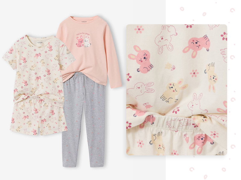 Pack of 2 short and long rabbit pyjamas - marl grey