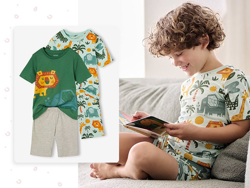 Pack of 2 Savannah Pyjamas for Boys - petrol blue
