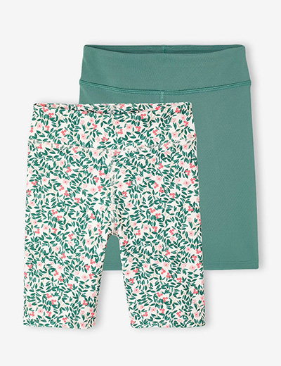 Pack of 2 Sports Cycling Shorts for Girls - green