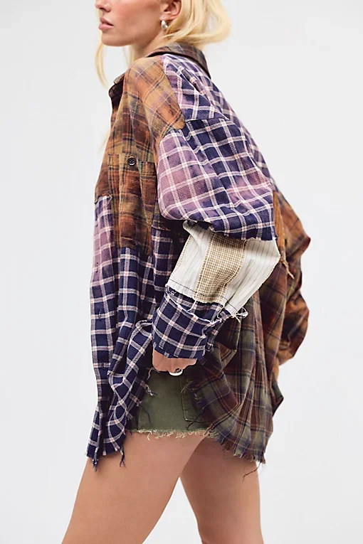 The Tales Repaired Mixed Flannel Shirt