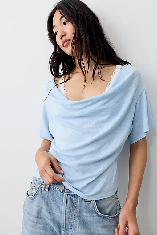 We The Free Waterfall Cowl Neck Top