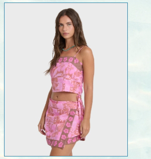 Sun Faded Yarn-Dyed Wrap Mini Skirt