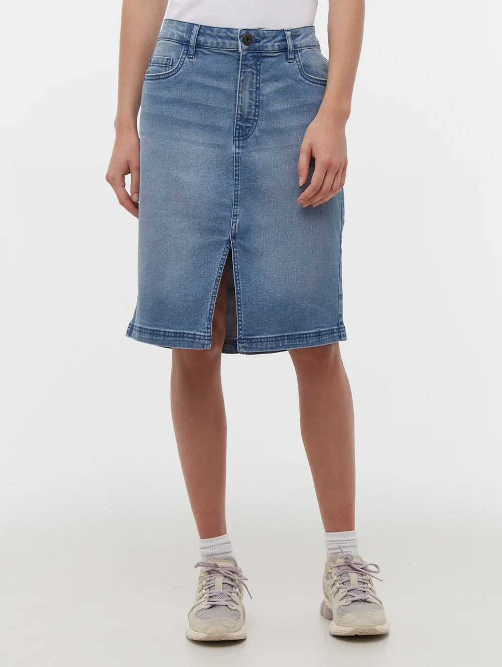 Image of Vienra Midi Jean Skirt - Blue
