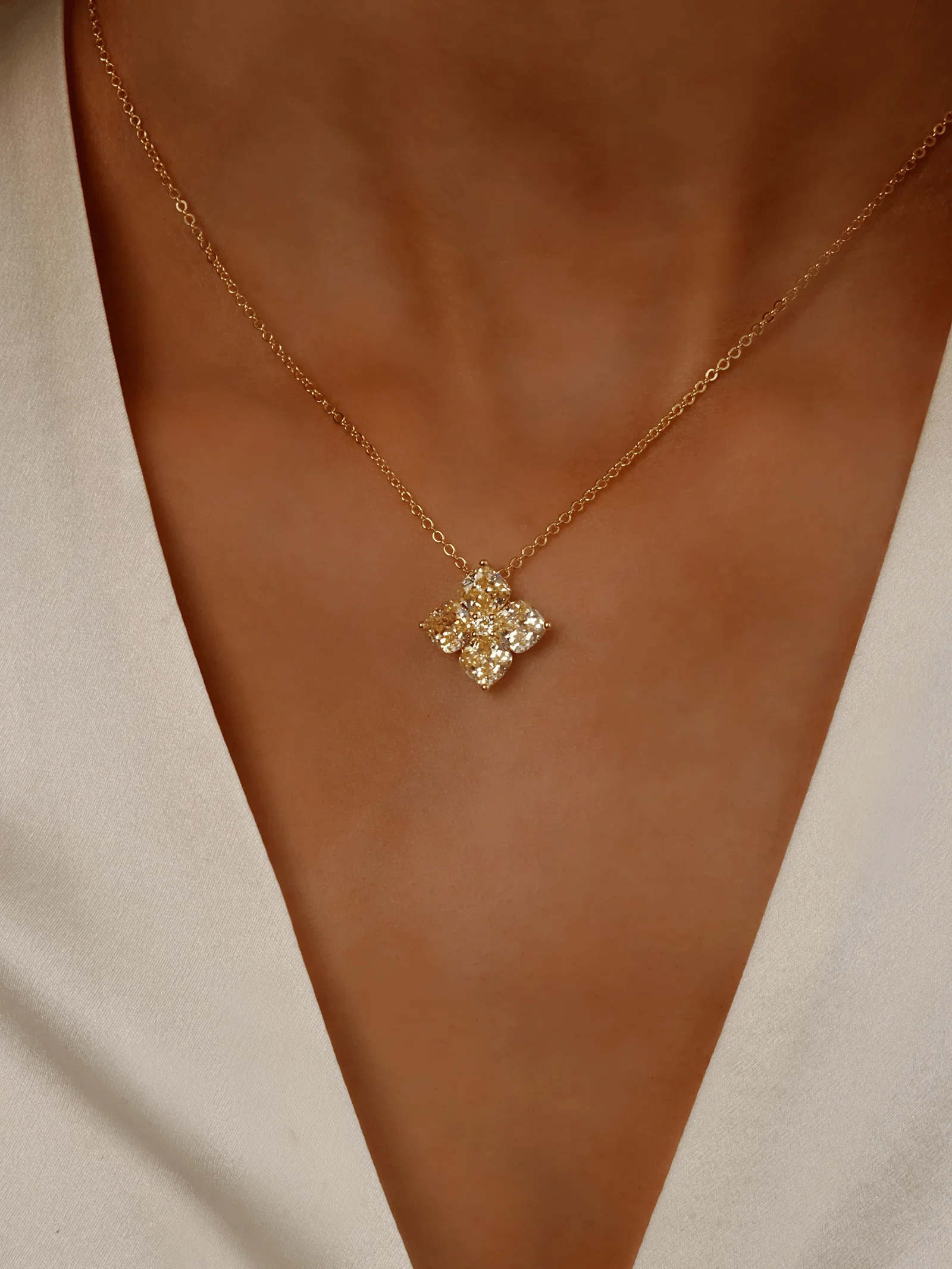 Image of Crystal Hydrangea Necklace - Lemon Drop