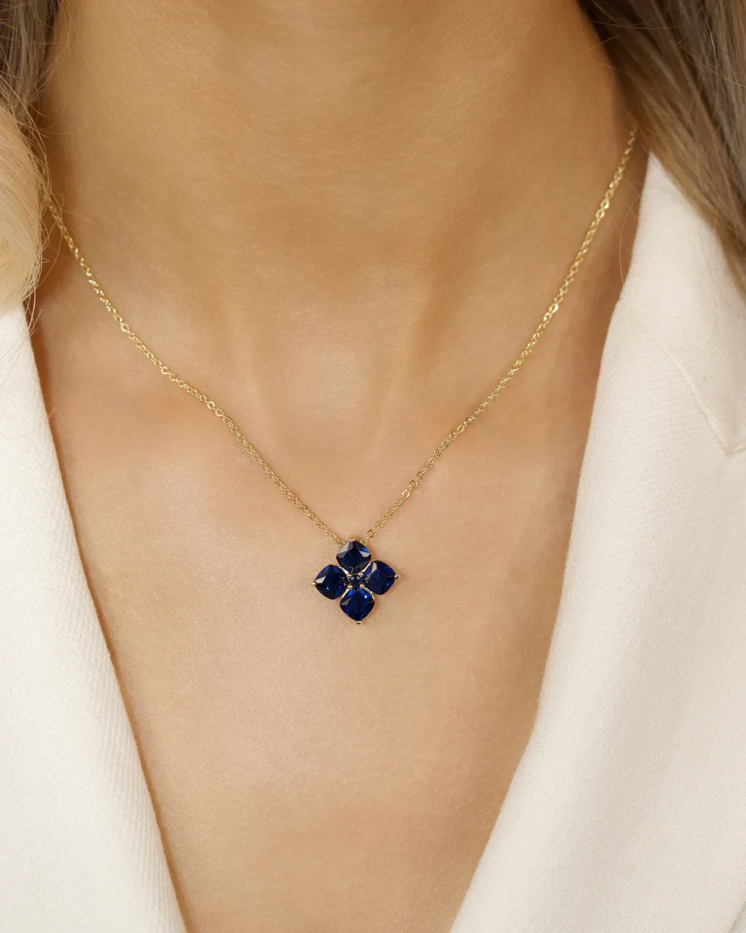 Image of Crystal Hydrangea Necklace - Blueberry