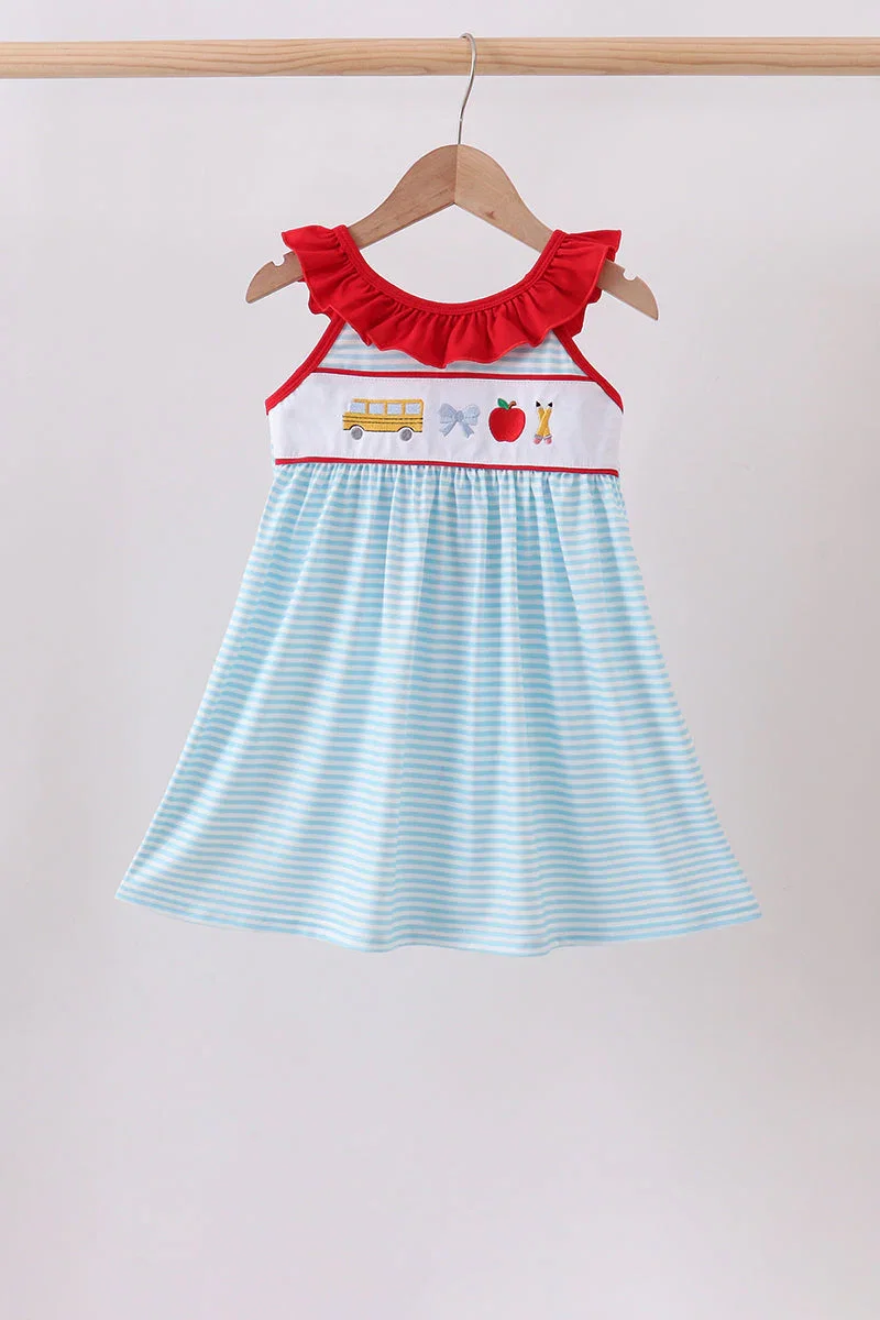 Image of Blue Apple Pencil Embroidered Dress