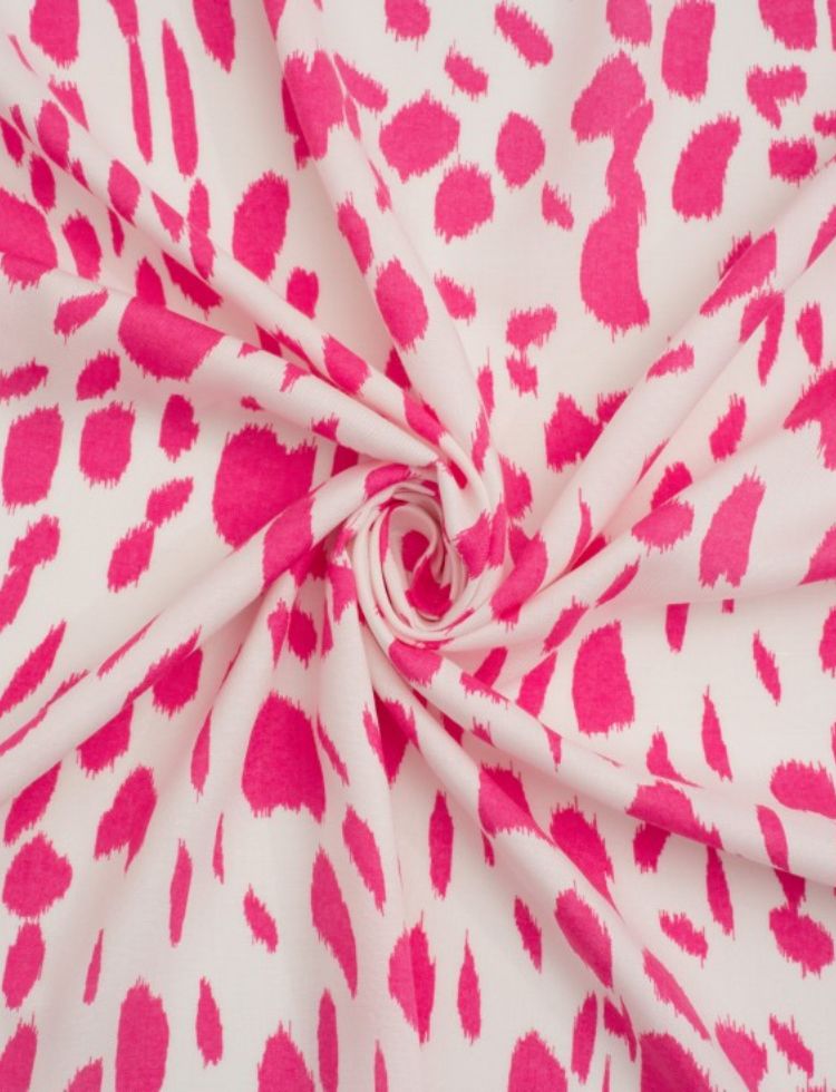 Deadstock Viscose Challis Fabric Pink & Ivory