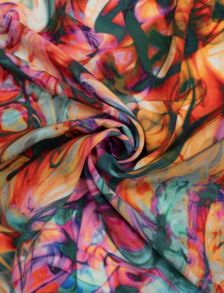 Deadstock Cupro & Viscose Challis Fabric Multicoloured