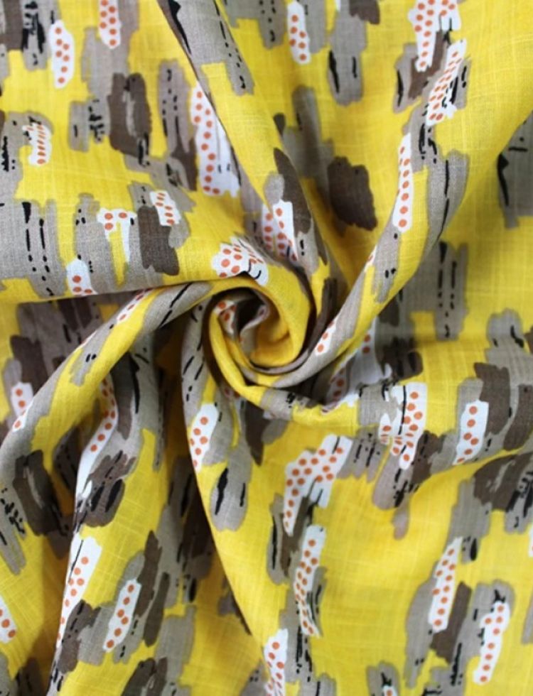 Deadstock Cotton Viscose Blend Lawn Fabric Yellow