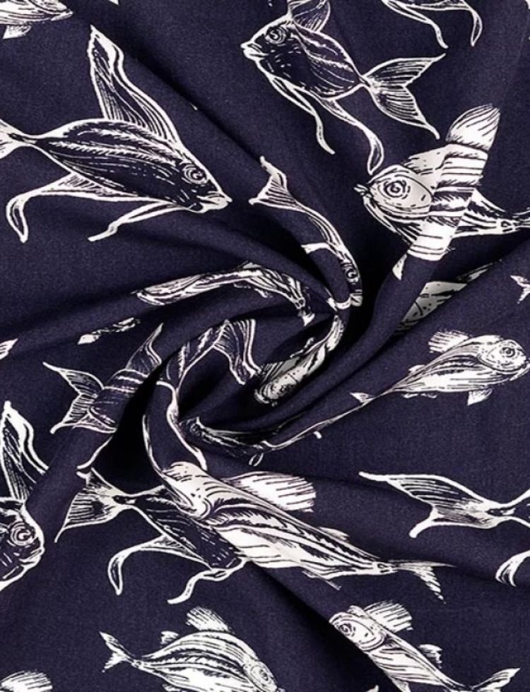 Deadstock Viscose Poplin Fabric Navy Blue