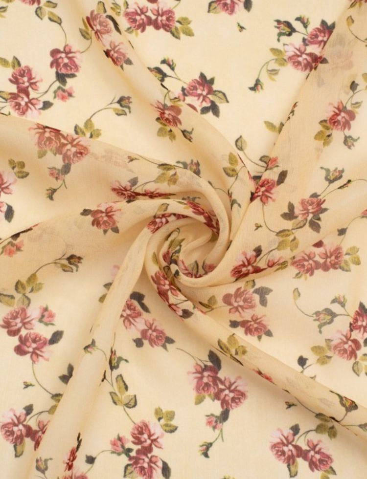 Deadstock Spanish Viscose Crinkle Chiffon Fabric Citrine