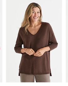 Straight Hem V-Neck Jumper