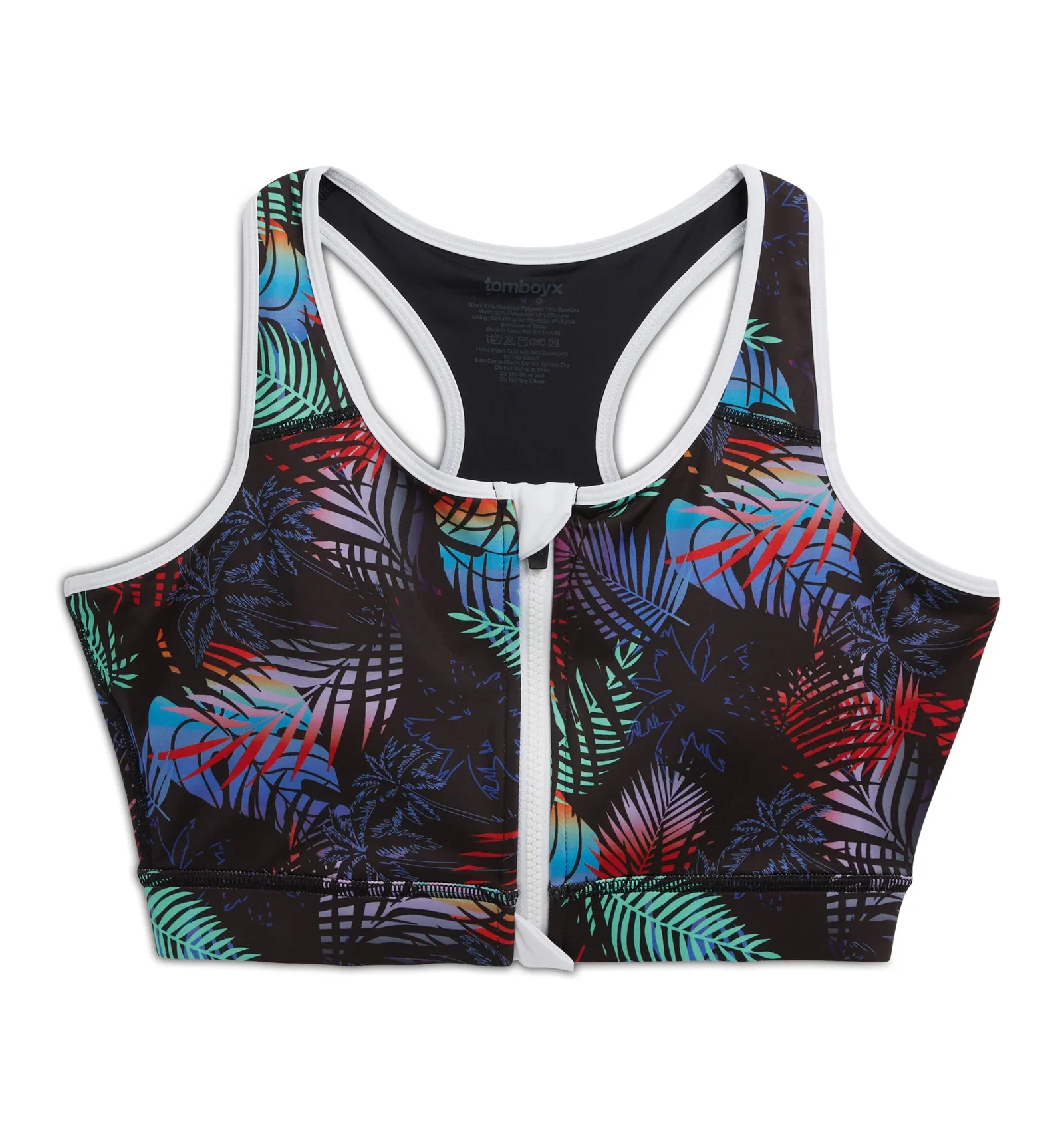 Image of Swim Racerback Zip Compression Top - Palm Dreams