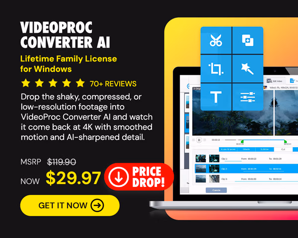 VideoProc Converter AI: Lifetime Family License (For Windows)