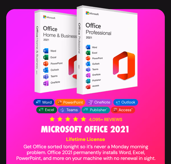 Microsoft Office Professional 2021 for Windows: Lifetime License