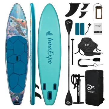 [EU Direct] InnoExpo 350*83*15CM Load 200kg Extra-long Paddle Board With Seat Large Capacity For Solo 2+1 Family Pets Surfboard For All Skills Comeplete Accessories With Double-purpose Paddle High Pressure Air Pump