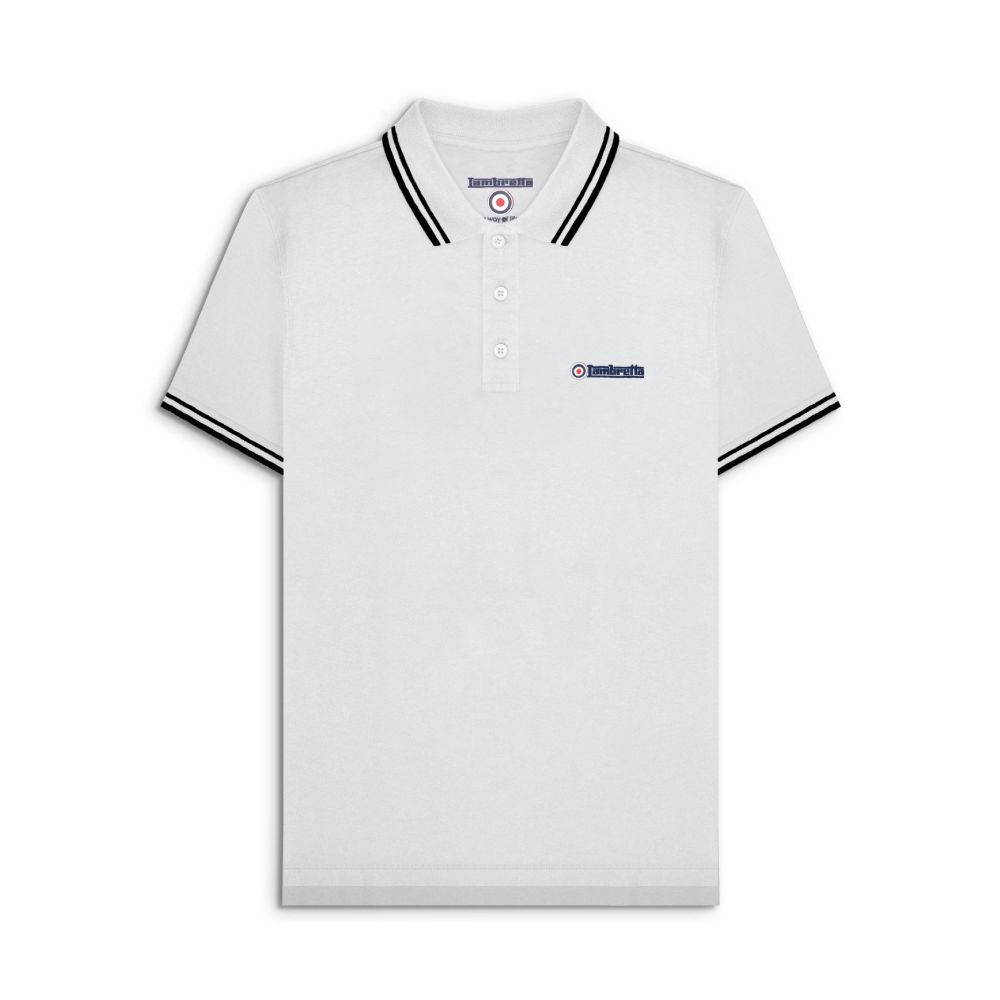 Image of Lambretta White Twin Tipped Polo Shirt
