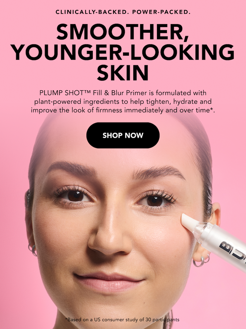 Sarah Jane Nader holding Plump Shot Fill & Blur Primer
