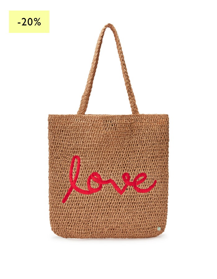 Strandtasche mit "Love"-Stickerei