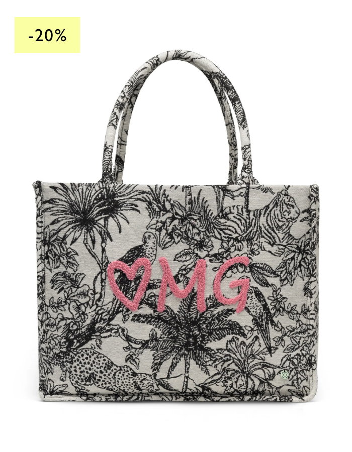 Shopper mit Dschungel-Print und Stickerei