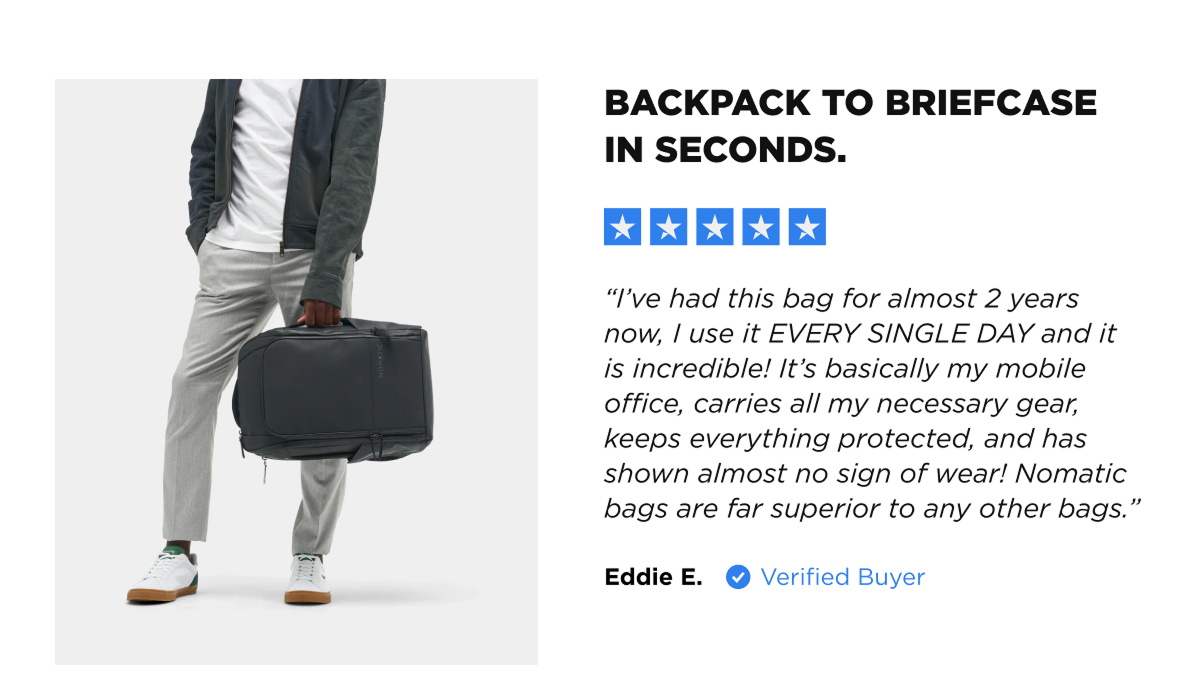BACKPACK TO BRIEFCASE IN SECONDS.