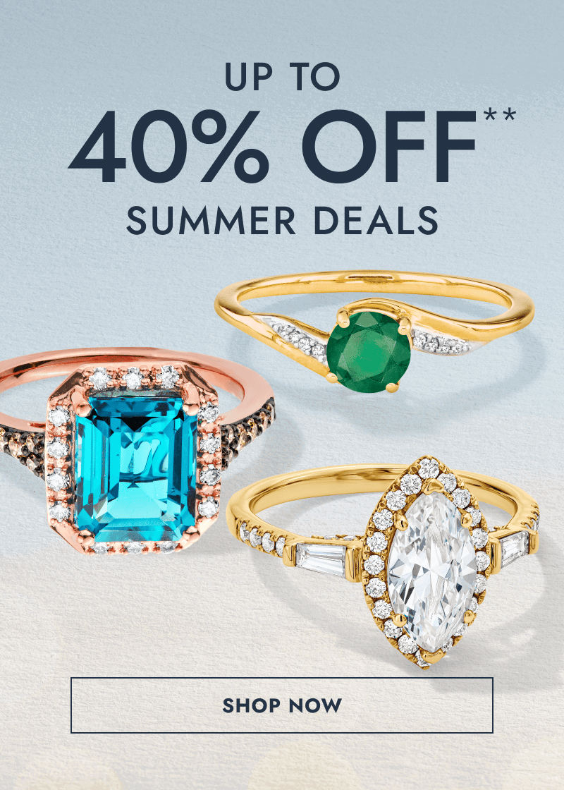 Diamond engagement ring, turquoise cocktail ring and emerald ring. Up to 40% OFF summer deals. Click shop now.