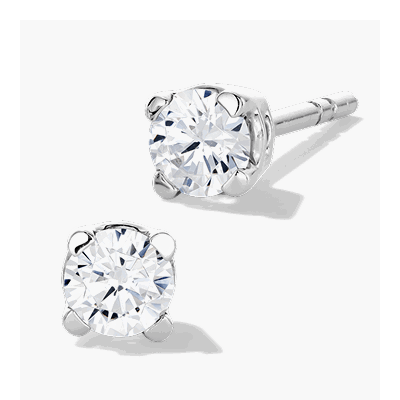 White gold diamond stud earrings with four-prong setting.