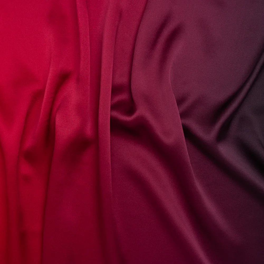 Image of Silk Charmeuse Print 16MM, Made in Italy - Red to Black Ombre