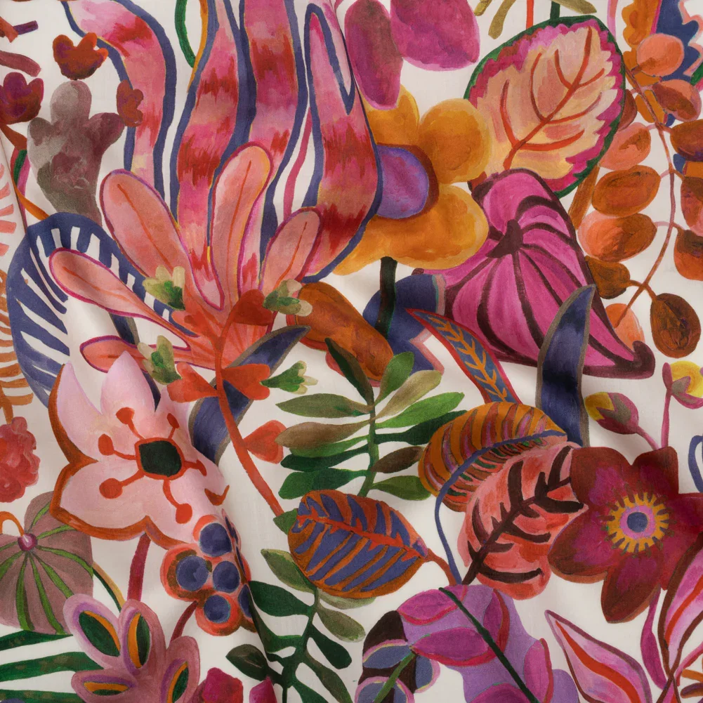 Image of Liberty Fabrics Tana Lawn® - Jungle Trip Multi Bright - Pink, Purple and Green Tropical Plants