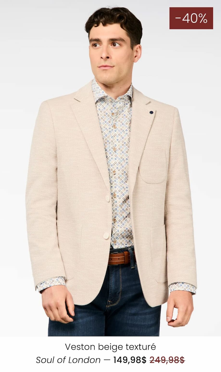 Veston beige texturé