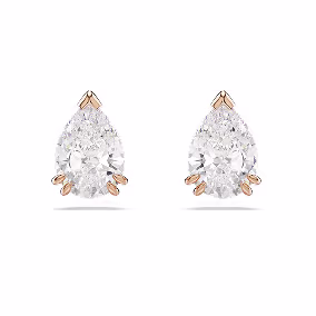 Pendientes de botón Stilla, talla de pera, blancos, baño en tono oro rosa