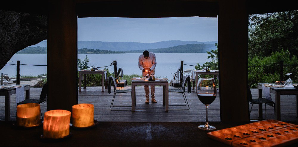Private dinner overlooking the water at Wilderness Magashi
