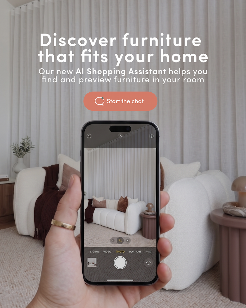 Discover furniture that fits your home Our new AI Shopping Assistant helps you find and preview furniture in your room CTA: Start the chat