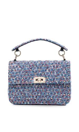 Rockstud Spike medium tweed shoulder bag
