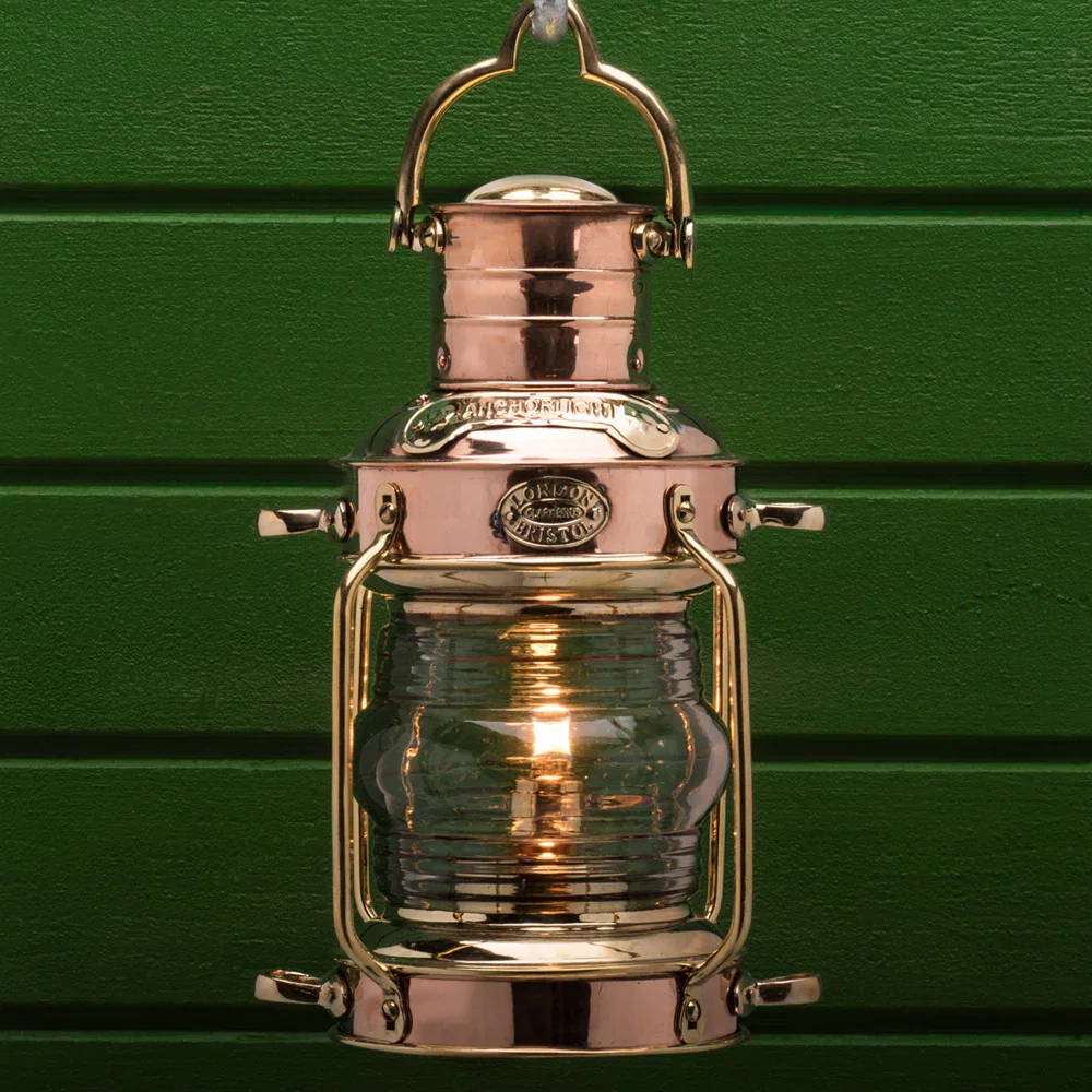 Image of Large Copper & Brass Anchor Oil Lamp