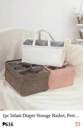 1pc Infant Diaper Storage Basket, Portable Baby Organizer Bag, 3-Color Corduroy Baby Diaper Caddy: Multi-Pocket Design, Essential For Travel, Stores Diapers, Toys & Accessories