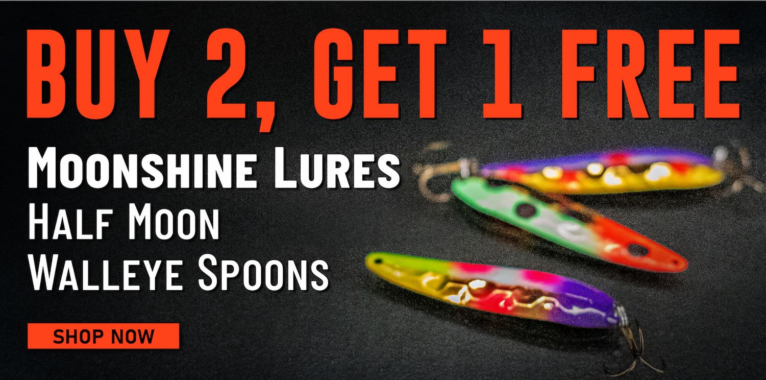 Buy 2, Get 1 Free Moonshine Lures Half Moon Walleye Spoons Shop Now