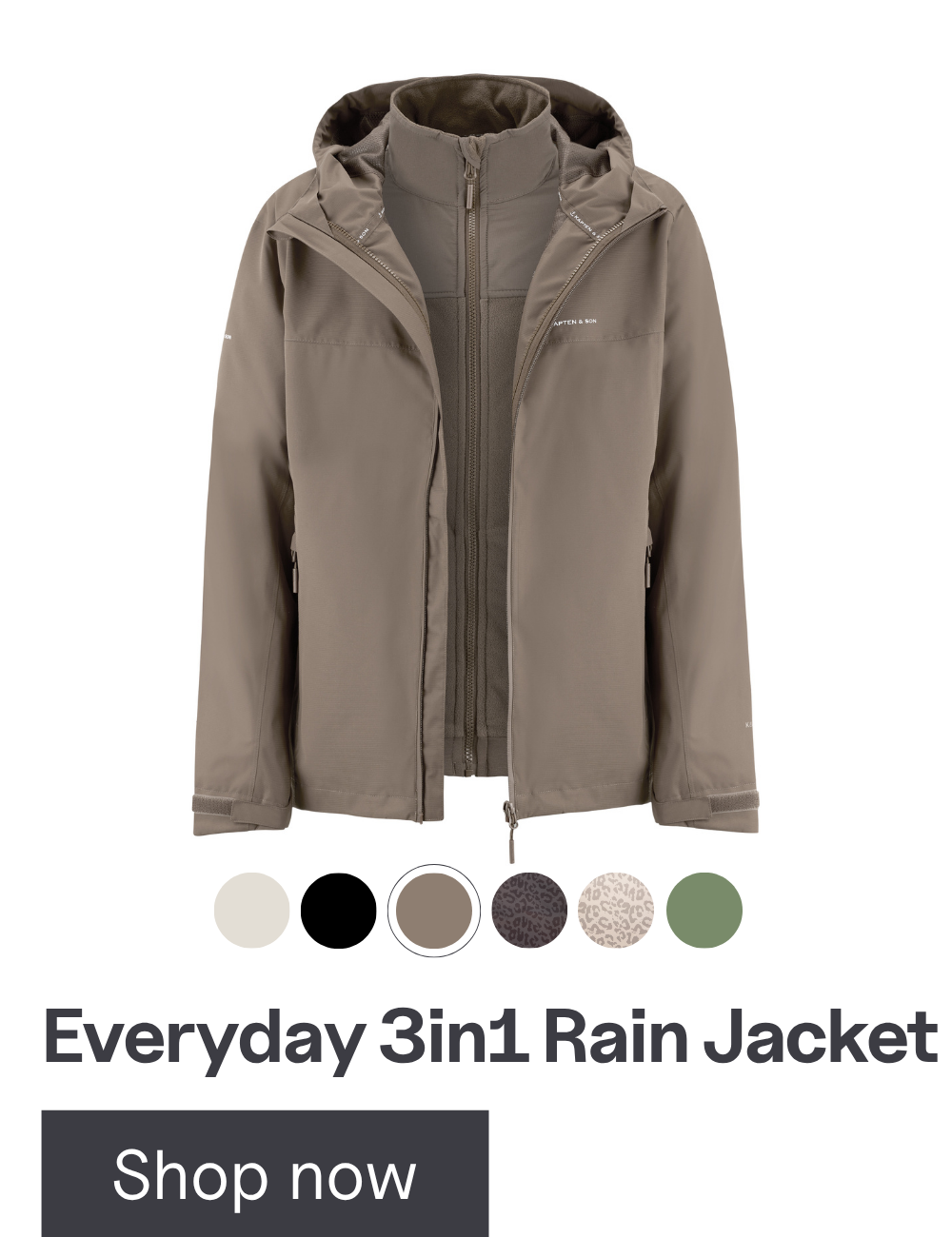 Everyday 3in1 Rain Jacket Taupe