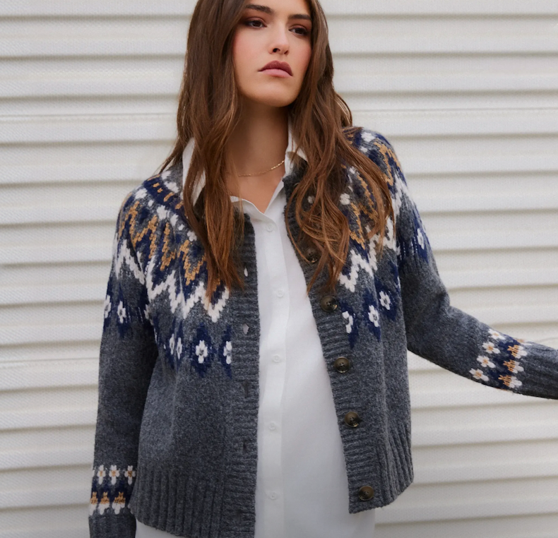 Alina Mixed Media Jacquard Cardigan