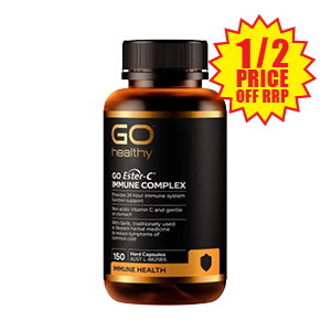GO Healthy Ester-C Immune Complex 150 Hard Capsules 1/2 price off RRP  at Chemist Warehouse sale ends 22 July 2026