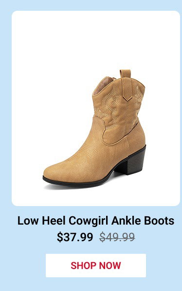  Low Heel Cowgirl Ankle Boots