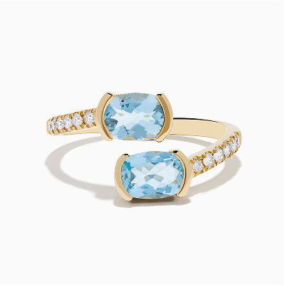 Aquarius 14K Yellow Gold Aquamarine and Diamond Bypass Ring