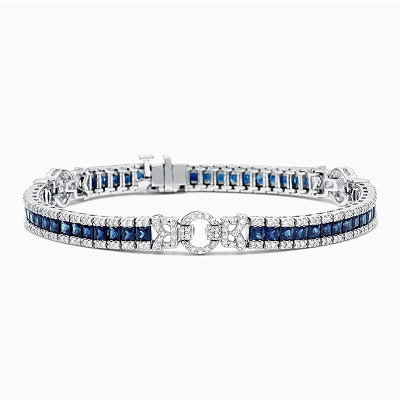 Royale Bleu 14K White Gold Sapphire and Diamond Bracelet, 7.66 TCW