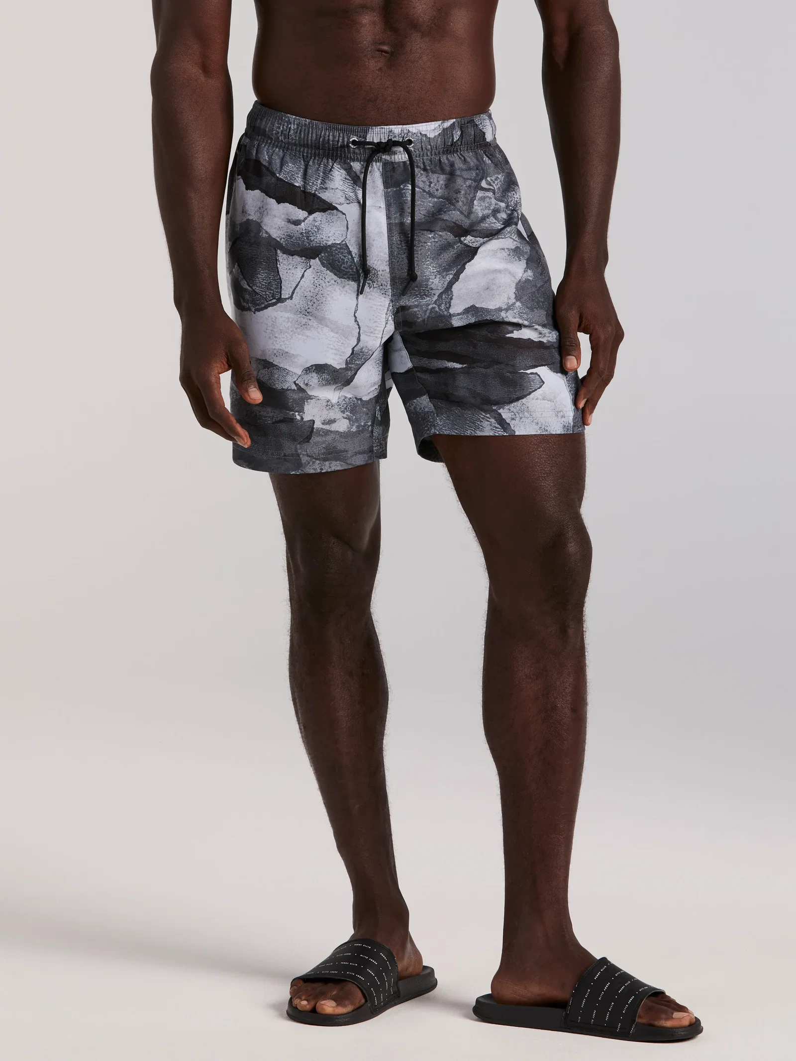 Abstract Wave Print Swim Trunk