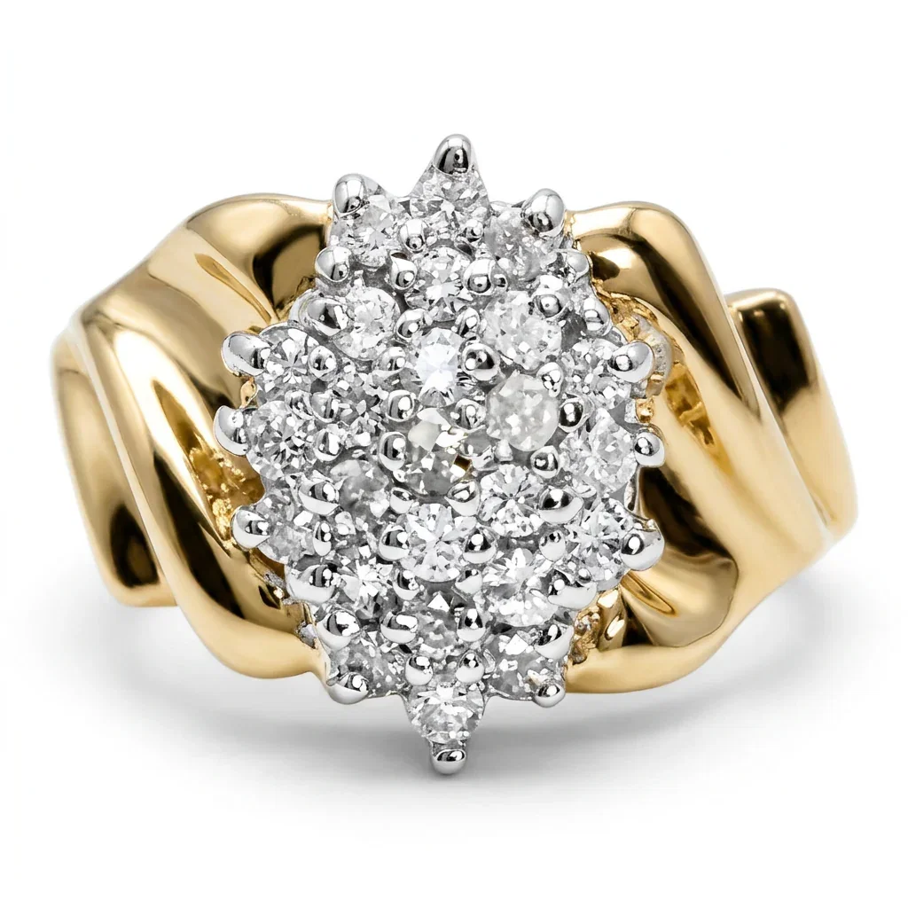 Image of 14K Gold 0.50ctw Diamond Pave Torchon Band Waterfall Ring
