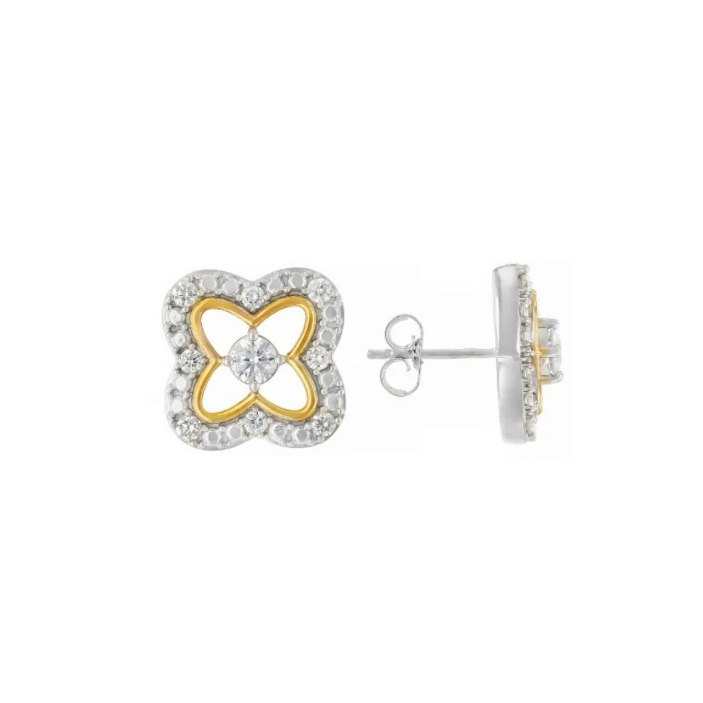 Image of Peace Jewelers 14K Gold Accented 0.70ctw Lab-Grown Diamond Clover Stud Earrings