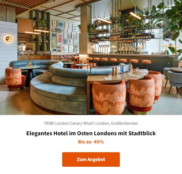 Elegantes Hotel im Osten Londons mit Stadtblick